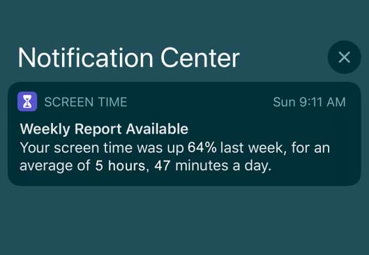 Alert - your screen time was up 64% last week.