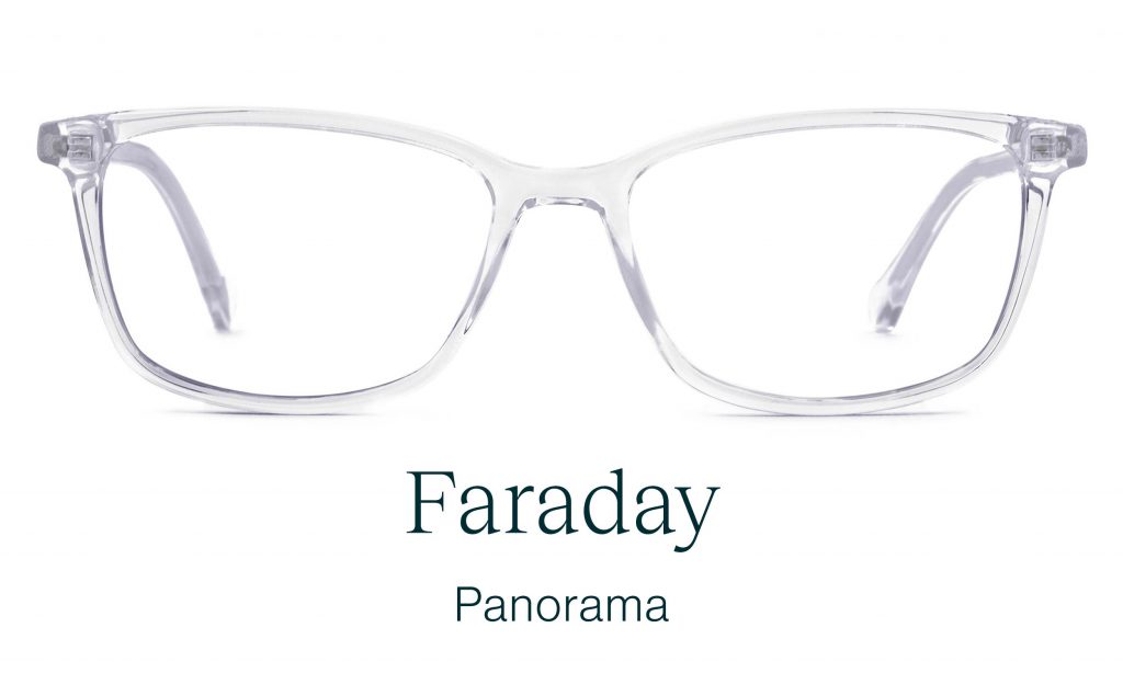 Clear rectangular Faraday eyeglasses
