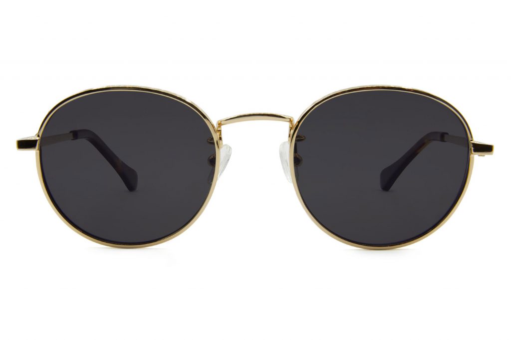Gold metal round sunglasses