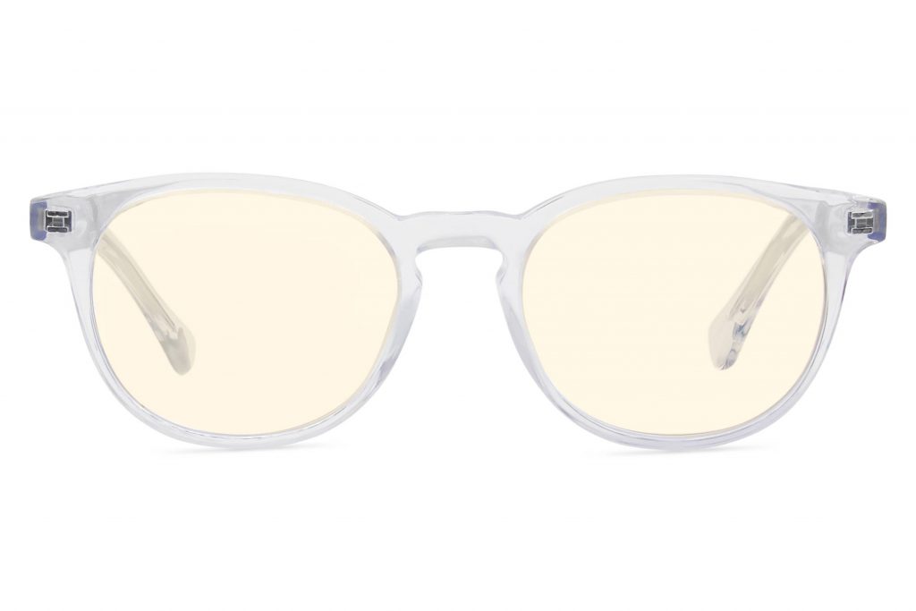 Clear round eyeglasses with amber lens
