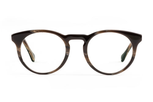Turing eyeglasses in horn viewed from front