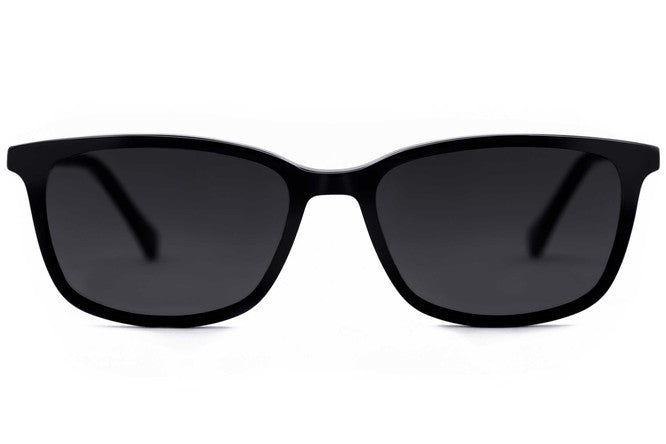 Faraday sunglasses in black viewed from front