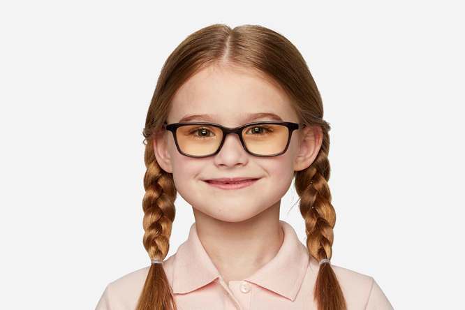 Faraday K1 sleepglasses in graphite on female model viewed from front