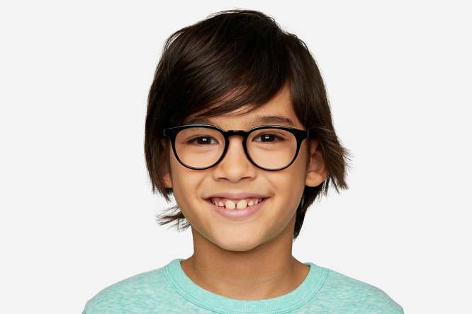 Roebling K1 eyeglasses in black on male model viewed from front