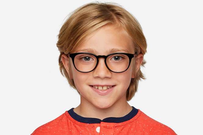 Roebling K2 eyeglasses in black on male model viewed from front