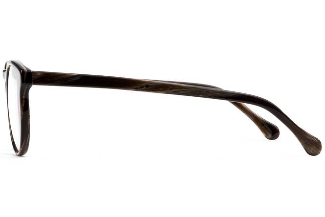 Turing eyeglasses in horn viewed from side