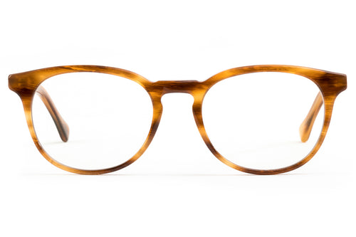 Roebling eyeglasses in amber toffee viewed from front