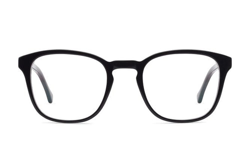 Tole eyeglasses in black viewed from front
