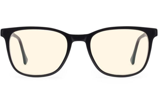 Volta sleepglasses in black viewed from front