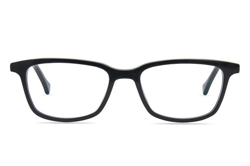 Faraday K1 eyeglasses in black viewed from front