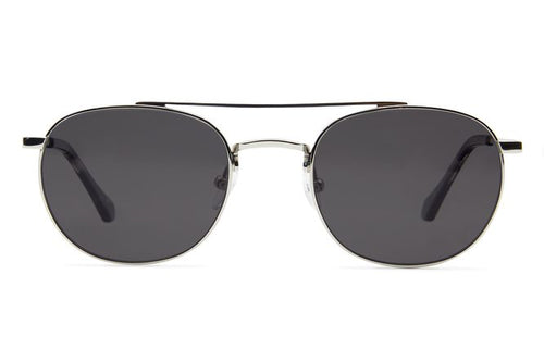 Fermat sunglasses in silver viewed from front